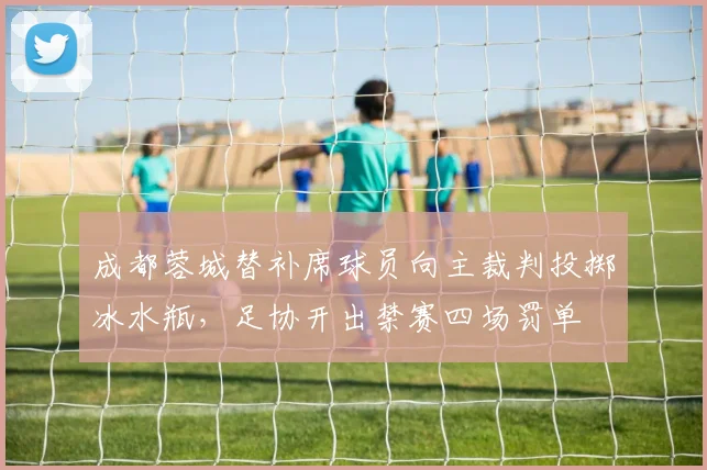 成都蓉城替补席球员向主裁判投掷冰水瓶，足协开出禁赛四场罚单